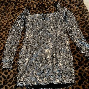 Lucy in the Sky Silver Sequin Glam Dress